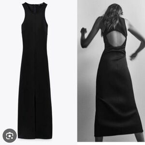 Zara Open Twist Back Neoprene Scuba Maxi Dress